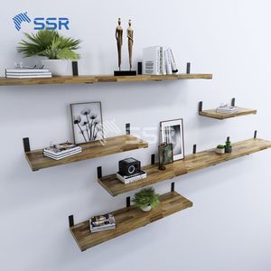 Estantes Flotantes Modernos de Madera Maciza de Hevea con Conexión de Dedos para Decoración del Hogar - Estante de Almacenamiento Decorativo Duradero de Madera de Caucho - Product Image 2