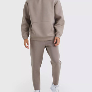 Ensemble sweat-shirt et jogging pour homme, couleur unie, ensemble décontracté en coton mélangé, sweat-shirt à manches longues et pantalon - Product Image 2