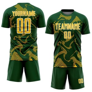 Maillot de football personnalisé à lignes courbes par sublimation, vert, jaune, blanc, pour équipe, entraînement, match, vêtements de sport pour hommes, fournisseur - Product Image 5