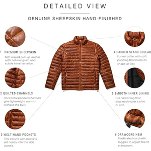 Chaqueta de piel de cordero auténtica para hombre, abrigo de invierno con aislamiento, chaqueta de piel de oveja con relleno de plumón para clima frío - Product Image 6