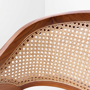 Fauteuil de restaurant en teck massif avec dossier en rotin naturel pour projets hôteliers, importateur en gros d'Indonésie - Product Image 5