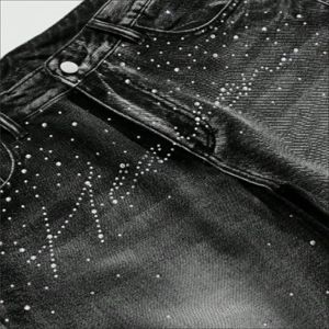 High Quality <b>Mens</b> Denim <b>Jeans</b> Shorts Rhinestone Decoration Street Style Distressed <b>Jean</b> Shorts Summer Fashion Wholesale Supplier - Product Image 3