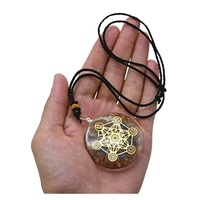 Pendentif Orgone Feng Shui de Qualité Supérieure, Symbole Chakra de Metatron en Forme de Puces de Cristal Multicolores, Fait Main, Vente en Gros