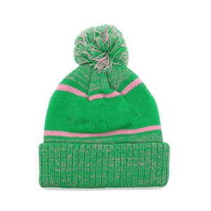 Conjunto de Gorro y Bufanda de Punto Estilo Hermandad Griega Personalizado, Unisex, con Pompón Largo, Rayas y Borde Reforzado, Cálido para Invierno, Acrílico - Product Image 5