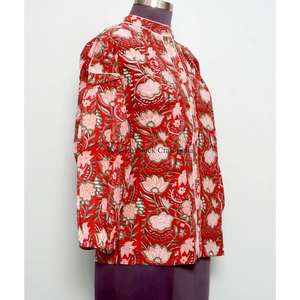 Haut décontracté 100 % coton pour femme, mini-robe à manches longues, col rond, imprimé floral, style vintage romantique, coupe évasée, écologique - Product Image 4