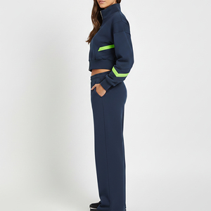 Wholesale Price Regular Fit Solid Winter Lace <b>Womens</b> Tracksuit Custom Embroidery Logo Breathable Zip up Sweatsuit Cheap Price - Product Image 4