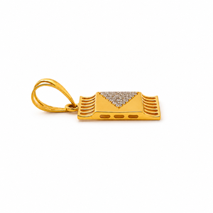 Pendentif géométrique en or jaune 18 carats avec diamants pour homme, unisexe, finition polie, rectangle, pour tous les jours, cadeau de fête, bijou pendentif - Product Image 4