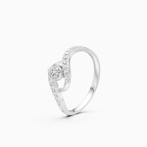 Elegante anillo Dreamline Twirl con diamante cultivado en laboratorio de 0,41 quilates en oro amarillo, blanco y rosa de 9 quilates - Product Image 2