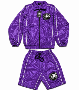 Custom Plus Size Hooded Nylon Windbreaker <b>Jacket</b> and Shorts Set Winter Two Piece Water Resistant Tracksuit - Product Image 3
