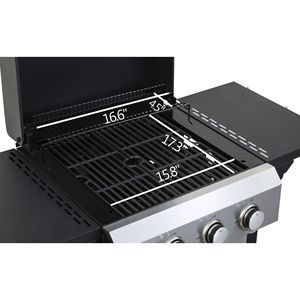 Parrilla de Gas Propano con 3 Quemadores, 36900 BTU de Potencia, Rejillas de Cocción de Hierro Esmaltado, Laterales Plegables y Plancha de Acero Inoxidable para Barbacoa al Aire Libre - Product Image 5
