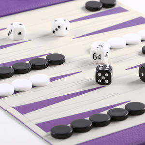 Leather Square <b>Backgammon</b> Game Board with Dice Portable Travel <b>Set</b> Minimalist Design Orange and Brown Color Durable Adults - Product Image 3