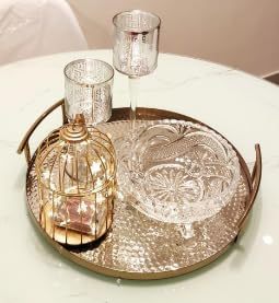 Plateau de service rond en bois d'acacia avec poignées pour servir les aliments, brun, avec taille personnalisable, en provenance d'Inde - Product Image 3