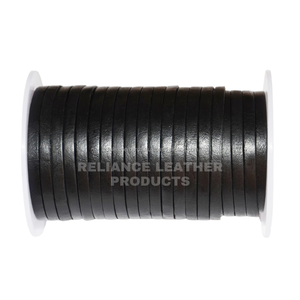 สายหนังแบนสีดำเงาทำมือขนาด 4 มม. สำหรับงาน DIY เครื่องประดับ - Product Image 1