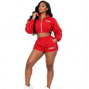 Custom <b>Women</b> Polyester Nylon Jacket and <b>Shorts</b> <b>Set</b> Lightweight 2 Piece Sportswear Tracksuit Manufacturer - Product Image 2