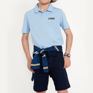 Polo Bordado con Logotipo, Uniforme Escolar Azul de Algodón Unisex con Detección de Agujas para Niños Escolares - Product Image 4