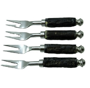 Juego de tenedor de acero inoxidable con mango de madera natural, diseño elegante, producto único hecho a mano, cubiertos reutilizables de acero inoxidable - Product Image 1