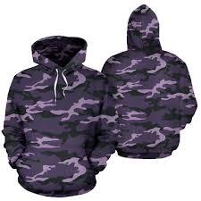 Sweat à capuche streetwear camouflage violet, imprimé intégral audacieux, en polaire performante, vente en gros, pull camouflage pour homme, sweat à capuche urbain violet - Product Image 3