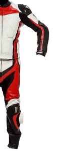 Men's Full Sleeve Motorcycle Racing <b>Suit</b> <b>Red</b> Black White Color Blocked Breathable All Seasons Leather - Product Image 5