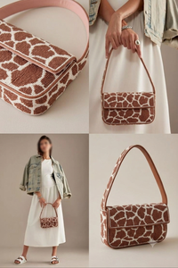 Women's <b>Canvas</b> Fold Over <b>Handbag</b> With Animal Print Single Strap Casual Flap Closure Daily Use Style - Product Image 3