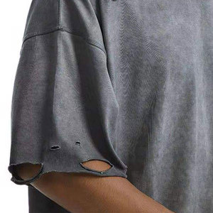 T-shirt vintage délavé personnalisé pour homme, coupe décontractée, en coton épais, fournisseur en gros, OEM ODM - Product Image 5