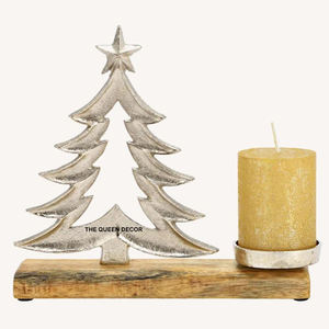 Portavelas con Diseño de Árbol de Navidad para Decoración de Mesa y Regalos Sorpresa, Portavelas con Base de Madera para las Fiestas - Product Image 1