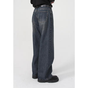 MEESAM LEATHER HOSIERY Jeans de mezclilla para hombre y mujer, 100% algodón, de secado rápido, estilo vintage, corte regular, cintura alta, con relieve, lavado casual - Product Image 2