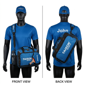 Premium 900 GSM Polyester Tennis <b>Sling</b> <b>Bag</b> Black Honeycomb Side Panels Custom Embroidery Heat Transfer Logo - Product Image 4