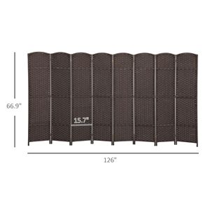 8-Panel 5.6FT Tall Brown <b>Folding</b> <b>Room</b> <b>Divider</b> <b>Screen</b> Paper Freestanding Privacy <b>Screen</b> Partition for Home Office Easy-to-Fold - Product Image 3