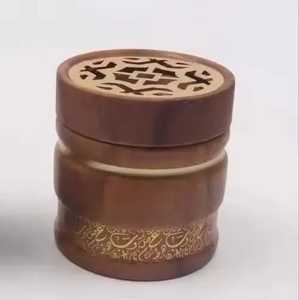 Hand-Made Sandalwood Incense <b>Burner</b> With Geometric Carving Aromatic Diffuser <b>For</b> Home Decor All Season Use - Product Image 2