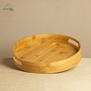 Plateau en bambou pressé, plateau de service en bambou minimaliste de luxe pour la maison et la cuisine, vaisselle écologique pour l'hôtellerie - Product Image 1