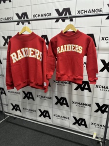 Raiders Crew Neck Mockneck Sweatshirt Red Letter Print Women and Kids Matching Pullover Casual Autumn Wear - Product Image 3