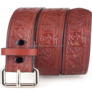 Cinturón de Cuero Estilo Western Marrón con Grabado Floral Tallado a Mano de Alta Calidad para Hombre y Mujer con Hebilla Ajustable de Rodillo - Product Image 3