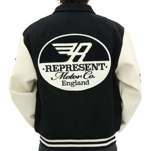 100% Custom Coated Leather <b>Men's</b> <b>Long</b> Sleeve Letterman Varsity <b>Jackets</b> Wool Stand Collar Spring High Street Waterproof Front - Product Image 4