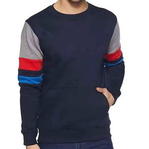 <b>Men</b> Colorblock Long Sleeve Crew Neck Sweatshirt 100% Cotton Knitted All Seasons Wear - Product Image 1