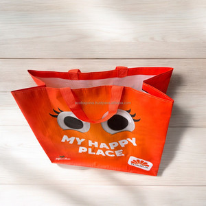 Bolso de compras de diseño personalizado, bolso de viaje reutilizable de laminación amigable con el supermercado con mango de algodón a la moda, tejido - Product Image 4