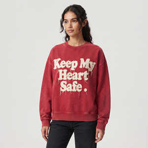 Women's Oversized Crew Neck Sweatshirt With Applique Embroidery Sweatshirts Ladies <b>Drop</b> Shoulder 500 GSM Fleece Sweat Shirts - Product Image 6