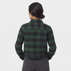 Women's Green Plaid <b>Flannel</b> <b>Jacket</b> Full Sleeve Turn-down Collar Button Closure 100% Cotton Plaid Crop <b>Jacket</b> <b>Flannel</b> Shirt Women - Product Image 3