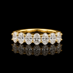 Anillo de Compromiso de Oro Sólido de 14K con Diamante Ovalado Cultivado en Laboratorio DEF VVS de 2CT/3CT, Media Eternidad, Oro Amarillo de 14k - Product Image 1