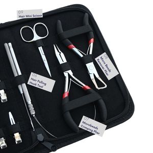 Professional Hair Extension Tools Kit with <b>Silicone</b> <b>Beads</b> in Black Brown and Beige Microlink Pliers Scissors Loop and Hook - Product Image 5