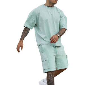 Ensemble t-shirt et short confortable pour homme, vêtements de sport décontractés pour la gym et l'entraînement, deux pièces - Product Image 5