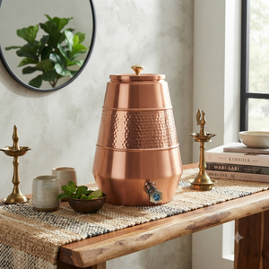 Dispensador de Agua de Cobre Hecho a Mano, Matka Martillado con Tapa y Grifo, Almacenamiento Decorativo de Bebidas para Hogar, Cocina, Hotel, Restaurante - Product Image 3