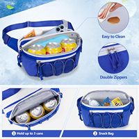 Sac à bandoulière isotherme 600D personnalisé avec logo, pochette glacière pour snacks et hot-dogs, sac banane rétro bleu néon