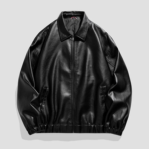 Custom Logo <b>Men</b> Leather <b>Jacket</b> <b>Baseball</b> Motorcycle <b>Jacket</b> American Style Autumn Windproof Fashion Coat - Product Image 1