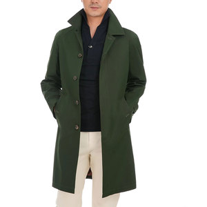 Manteau Trench Classique Style Business Écologique Coupe-Vent pour Homme, Col Rabattu Long, Bordure en Fourrure, Séchage Rapide, Respirant, Élégant - Product Image 1