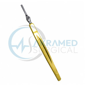 Manche de scalpel Premium Bard Parker n° 7 en acier inoxydable doré, certifié CE, instrument chirurgical ORL réutilisable - Product Image 3