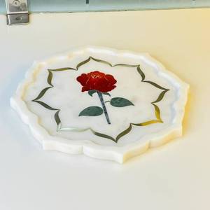 จานหินอ่อนทำมือสุดหรู เทคนิคการขัดเงา ลายวงกลม ของตกแต่งบ้านสุดโดดเด่น ของขวัญแต่งงาน ราคาขายส่ง - Product Image 1