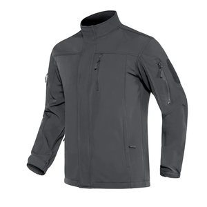 Veste coupe-vent softshell pour homme, grande taille, doublée polaire, imperméable, couleur unie, pour la randonnée, avec col montant - Vente en gros OEM - Product Image 5