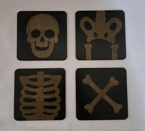Ensemble de sous-verres à thème squelette pour Halloween, décoration de table effrayante et idéal pour les bars, cafés et les fêtes à thème - Product Image 1
