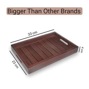 Handcrafted Solid Wooden Serving <b>Tray</b> with Cutout Handles Rectangular Breakfast <b>Tray</b> for Coffee <b>Tea</b> Snacks Ottoman Kitchen Count - Product Image 6