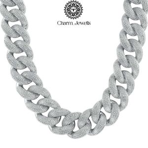 Charm_Jewells 925 Silver 14K Gold Plated Moissanite Ball Shape Link Chain Necklace Unisex Hip Hop Style Party Wear IGI Certified - Product Image 1
